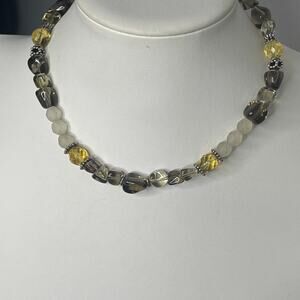 beaded necklace costume jewelry glass beads beaded neutral natural artisan ?